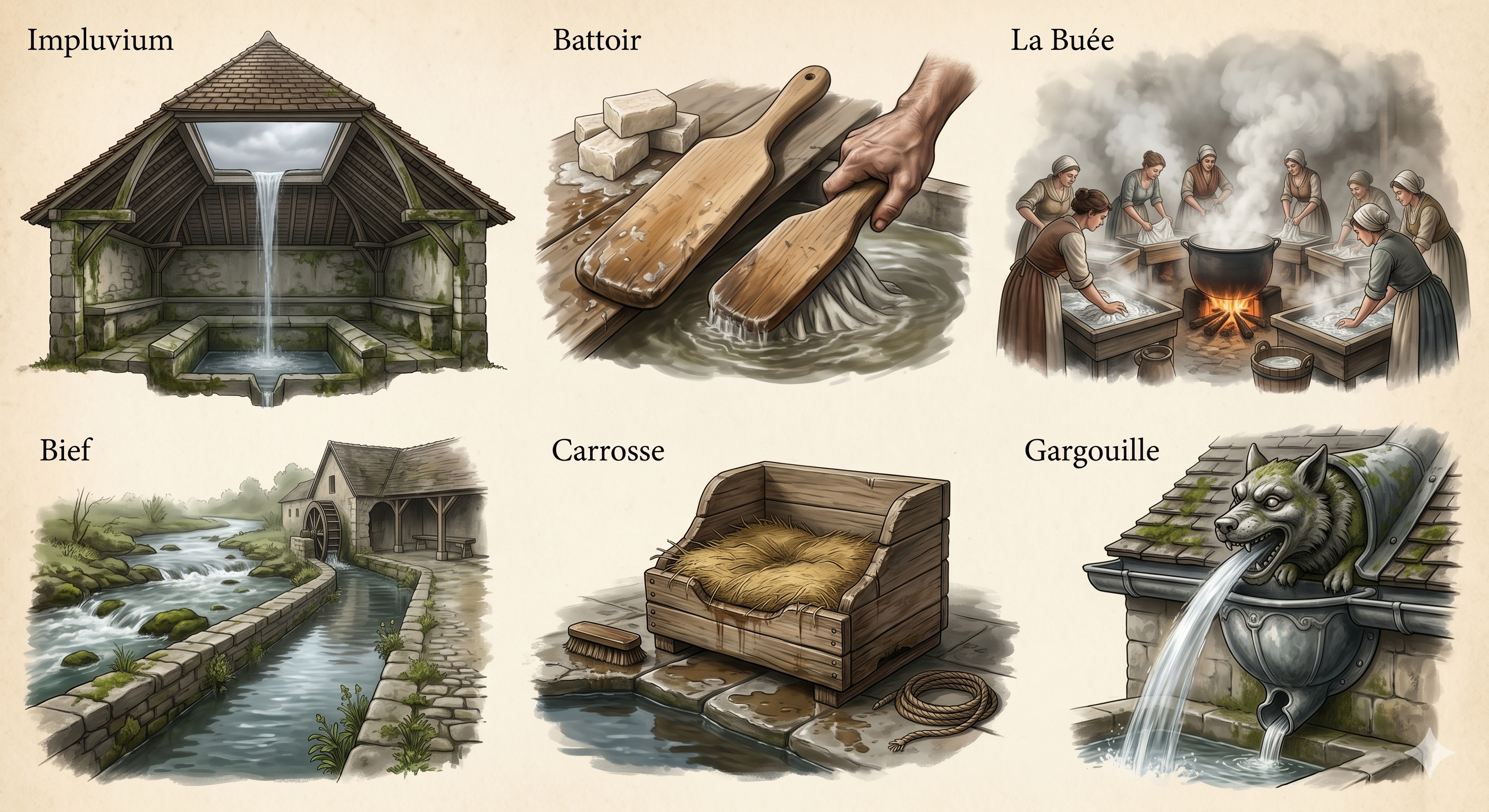 Planche illustrée du dictionnaire des lavoirs